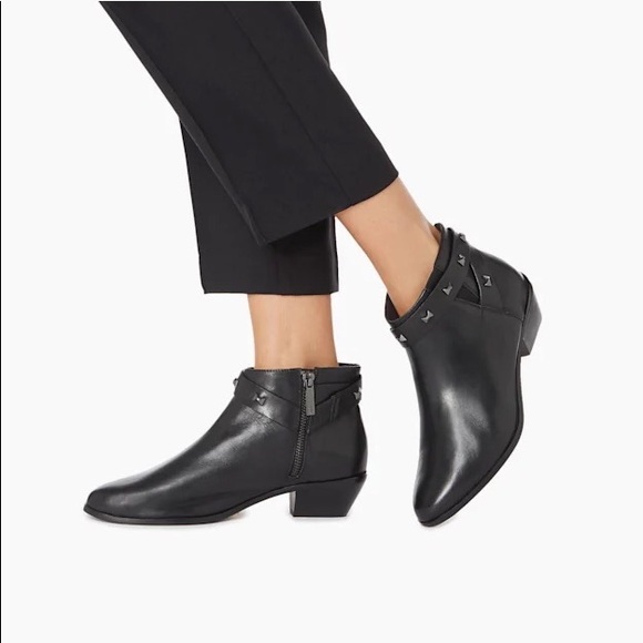 TED BAKER WESTERN HOMADA ANKLE BOOTIES BLACK LEATHER BOW STUDS NWT SZ 8 - Picture 6 of 12